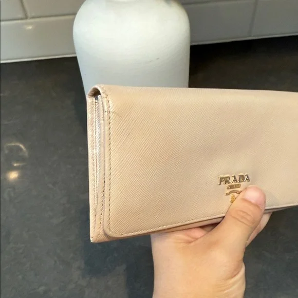 PRADA Saffiano leather wallet nude peach color